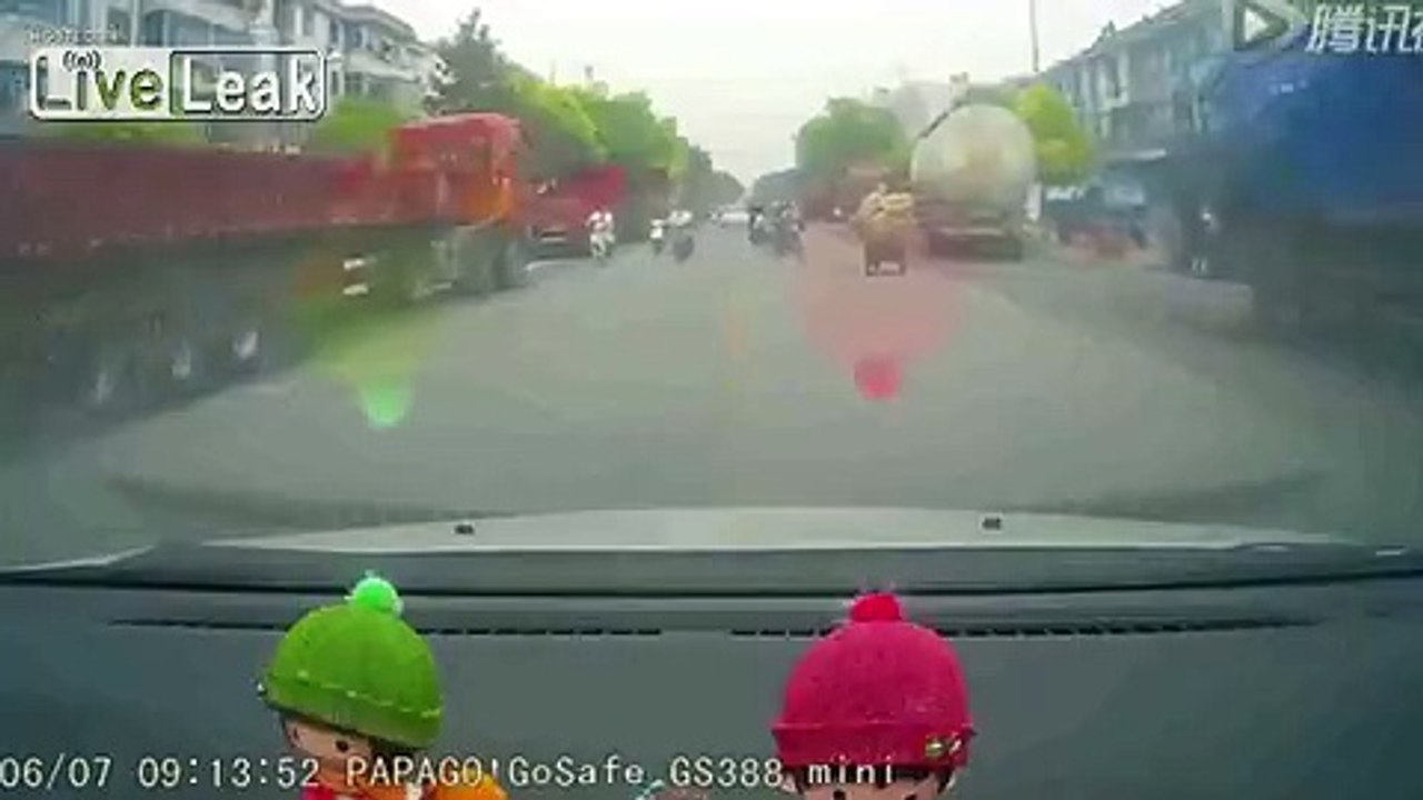 Woman in skirt opens legs after falling off scooter