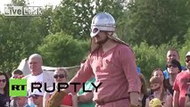Russia: See men battle with spears at Staraya Ladoga medieval festival