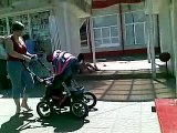 Drunk girl fighting with gravity