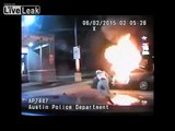 Austin Officers Thrown Back from Exploding Car - Suspect Gets Back In Burning Car!