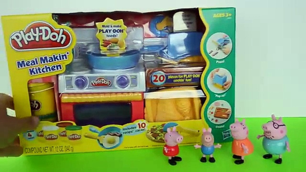 Pig George e Familia Peppa Pig comendo Pizza de Massinha de Modelar Play Doh Em Portugues!!