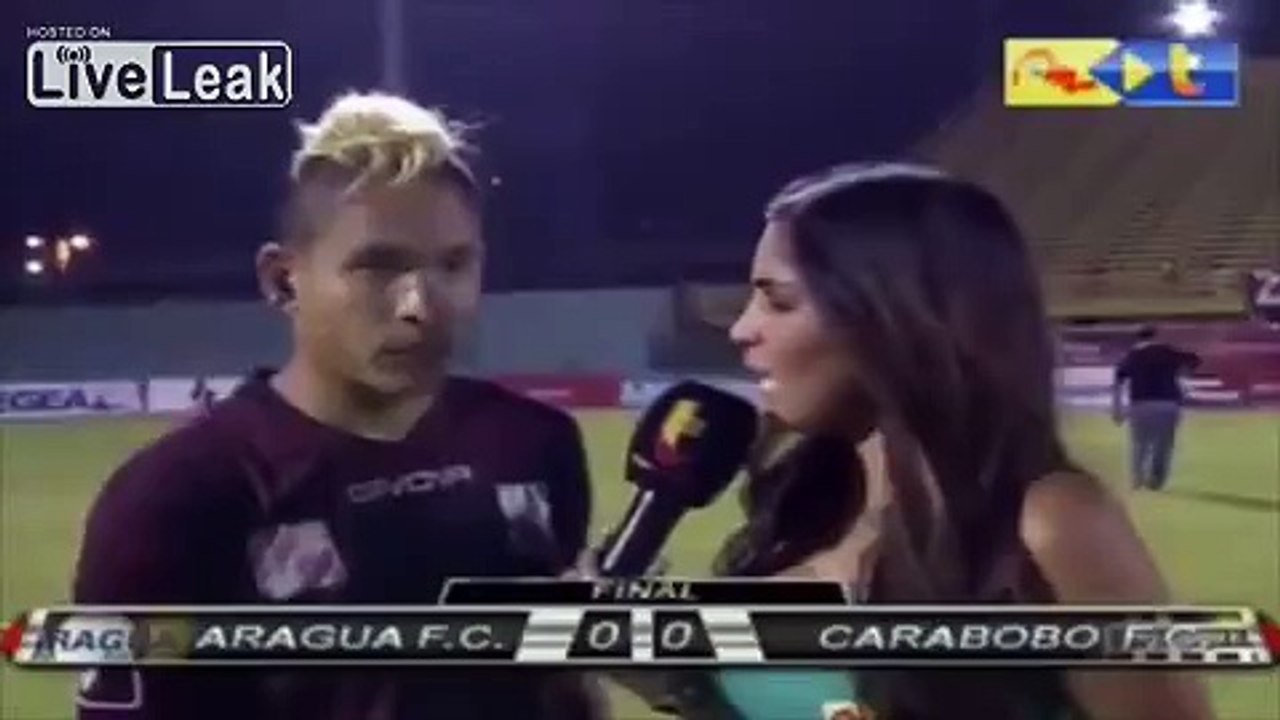 Fan Attacks Venezuelan Soccer Player With A Flying Kick During Live Interview!