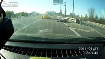 Taxi Takes Out Motorcycle Like A Boss