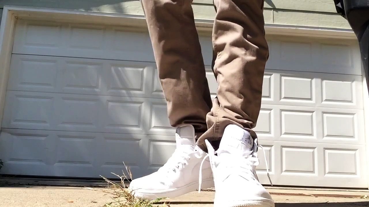 Jordan 1 Mid White/Cool Grey On Feet