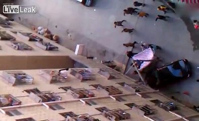 Home alone boy stuck in window bars