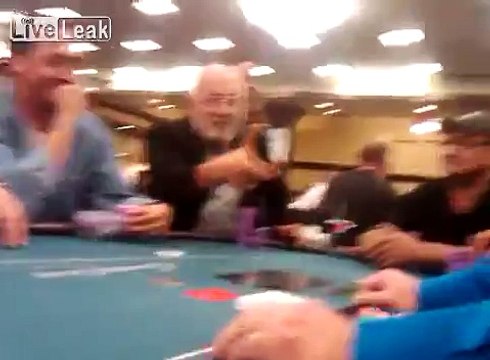Casino fight- old guy has mental breakdown at the poker table