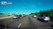 Truck nearly causes multi-car accident on highway