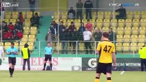 Romanian Fans mimic the assistant referee