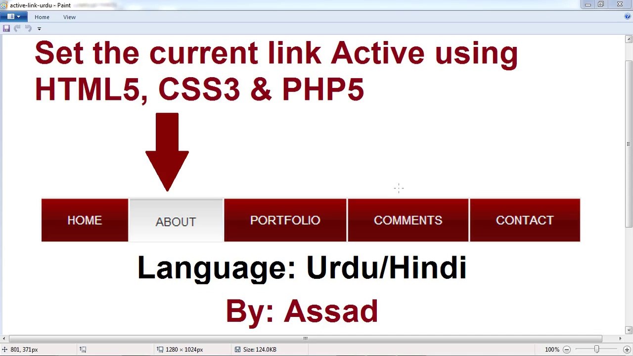 Set the Navigation Link Active using PHP5 Urdu/Hindi Tutorial
