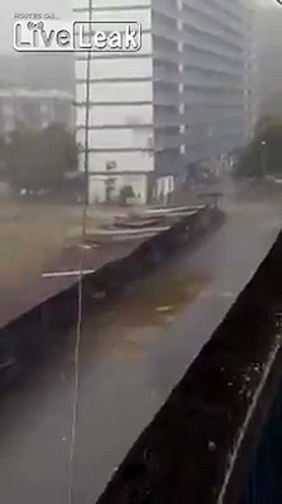 Strong winds blow roofs off car garages