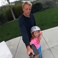 Tony Hawk Skateboards with his daughter