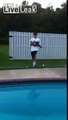 Throwing cat in the pool for being a stupid cat