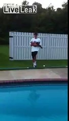 Throwing cat in the pool for being a stupid cat