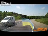SLOW MOTION - Woman gets ejected from car
