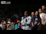 Tough guy tries calling out MMA fighter live on stage: 