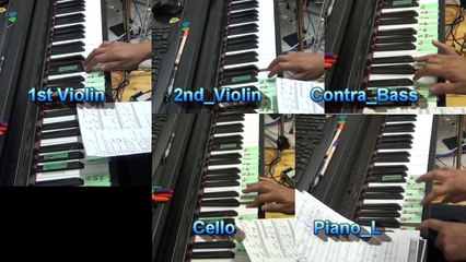 Alone strings quartet on the keyboard
