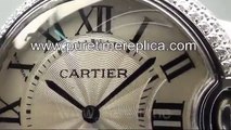 Swiss replica watches replica Cartier Ballon Bleu 36mm RG White Dial Full Paved Diamonds Bezel on Br