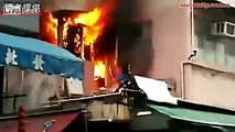 Chinese girl escapes burning building