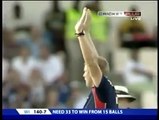 Andrew Flintoff's hat-trick against West Indies followed by classic celebration