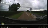 IDIOT plays with traffic, Gets hit by 40-tonne truck