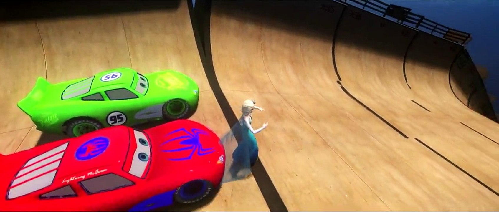 249  Disney Pixar Cars Custom Lightning McQueen Cars in Green, Red, Yellow for Elsa Frozen The Snow