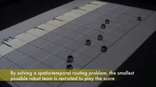 Piano-Playing Swarm Robots