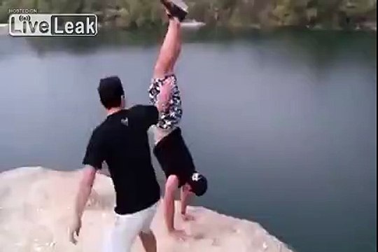 Polish idiot nearly kills his friend by pushing him off a cliff