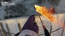 Crazy Russian Guy Sets Himself on Fire and Jumps - POV Footage