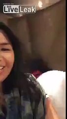 Visitors enjoying themselves in the Museum of Sex (NYC) inflated boobs room