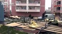 Roof collapses due to strong winds