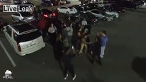 drone captures fight in parking lot