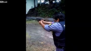 How not to shoot a gun, by Brazillian police from Amazon.