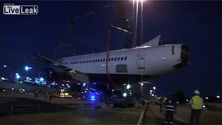 Boeing 737 moved over highway