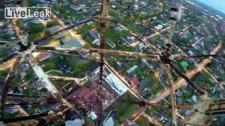 Three teenagers with titanium balls climb a radio tower in Estonia