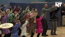 Obama Takes Part In Traditional Native Dance With Alaskan Schoolchildren