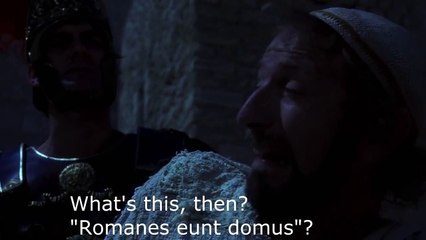 Life of Brian graffiti scene with subtitles