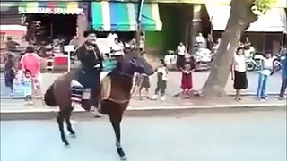 This guy just got slammed by a horse!