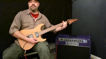 Hayden plays custom made guitar like Jimi Hendrix