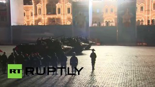 Uncovered Armata tanks and other vehicles on Red Square