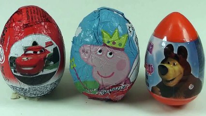 3 Kinder Surprise Eggs, Masa i Medved, Peppa Pig, Cars 2