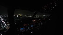 Boeing 737-900ER Night cockpit view landing