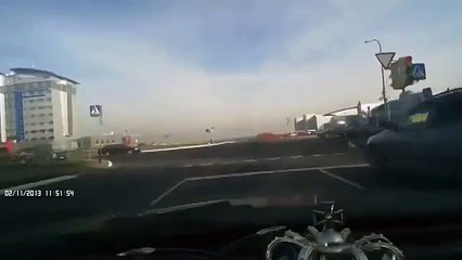 Car wrecked in crash with HORSE AND CART