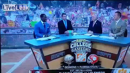 Drunk Clemson fan behind the espn college game day crew