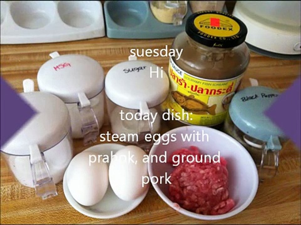 khmer food cooking tutorial: steam eggs with prahok and ground pork