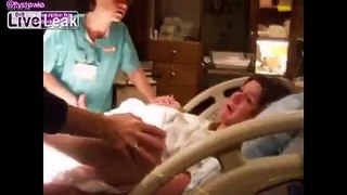 HYSTERICAL WOMAN giving BIRTH screams  