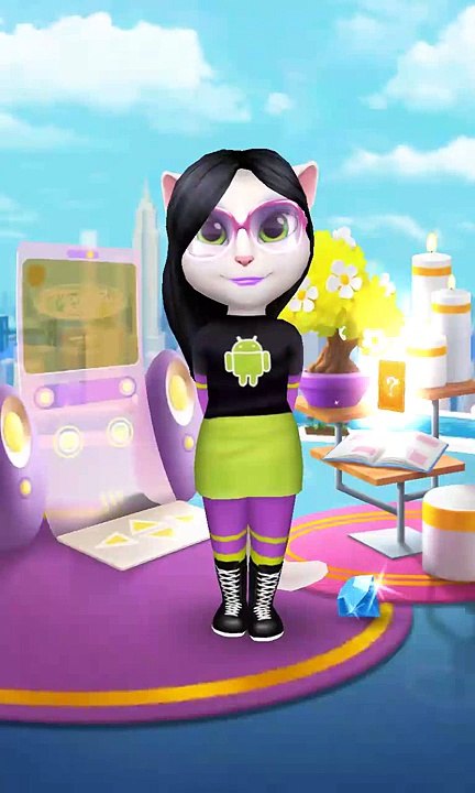 [My Talking Angela]#2 Gameplay Video - Geek Chic Outfit, co robi Angela jak się ją gdzieś dotknie.