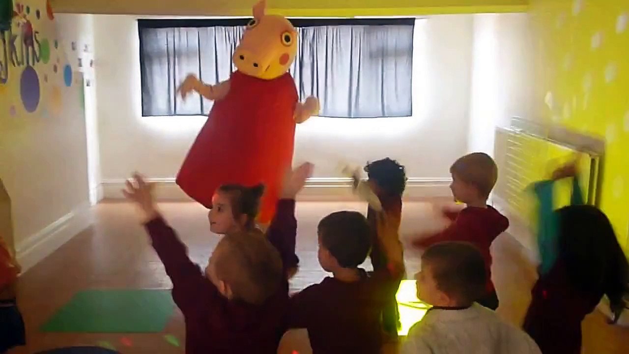 Peppa Pig dances with children from Daisykins nursery in Rugby