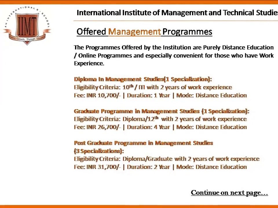 International institute of Management and Technical Studies Overview