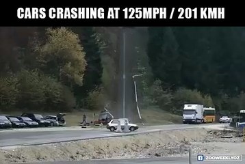 Look what cars can do to each other at over 200 kmh! Crazy!