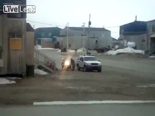 Drunken Inuit (eskimo) on a Snowmobile - Ahhhh, Okay